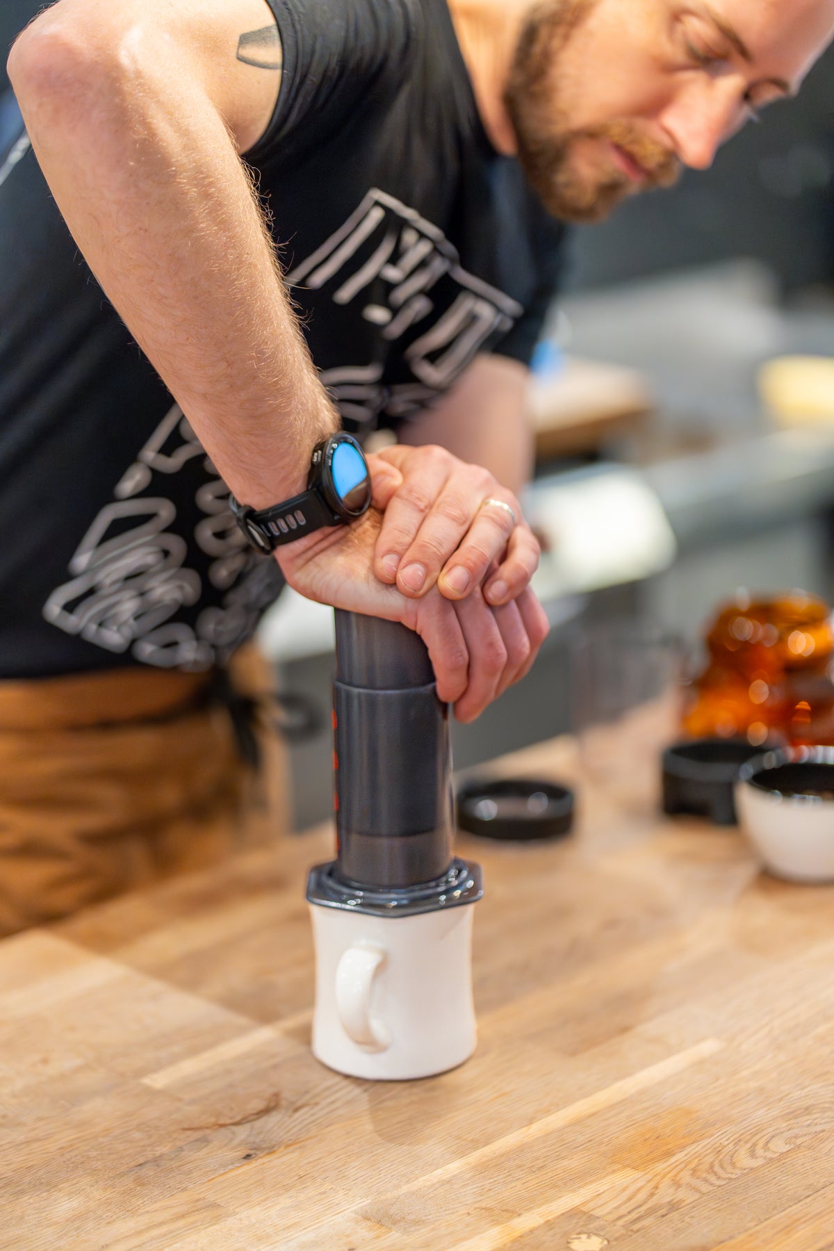 Brewing Speciality Coffee in Bond Street Coffee, Brighton UK with an Aeropress