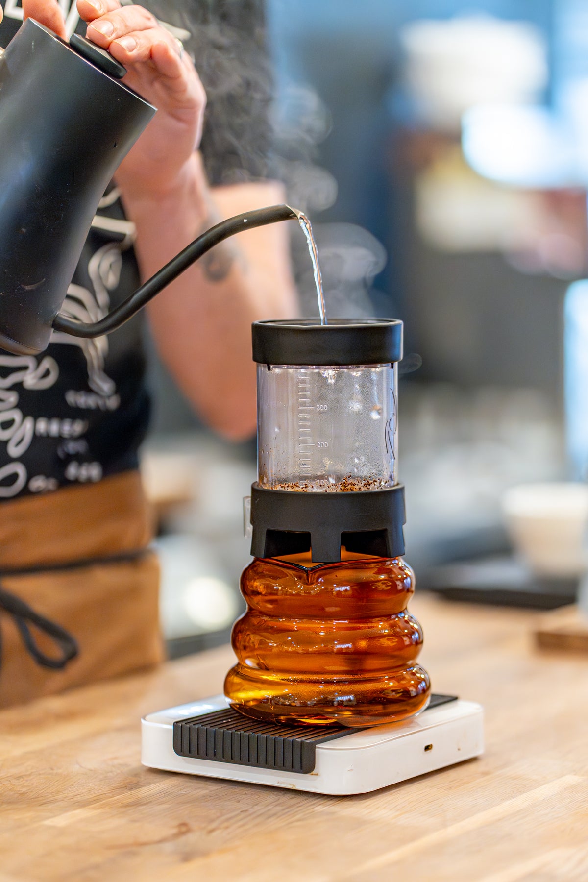 Brewing with the pulsar speciality coffee brewer in Bond Street Coffee, Brighton, UK